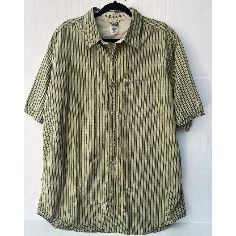 The North Face Shirt Mens 2XL Green Stripe Short Sleeve Button Up A5 Series - Picture 2 of 10